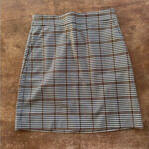 LOFT Brown and White Plaid Mini Skirt